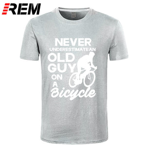 REM™ | Casual T-shirt: Never Underestimate An Old Guy On A Bicycle